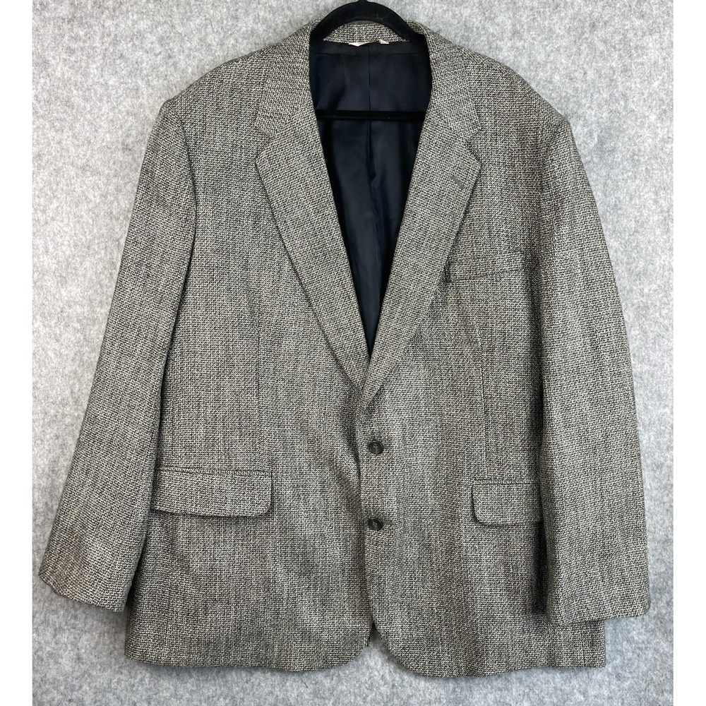 VTG Alexander Lloyd Tweed Blazer Sport Coat Mens 52L Gray Speckled 2 Button USA